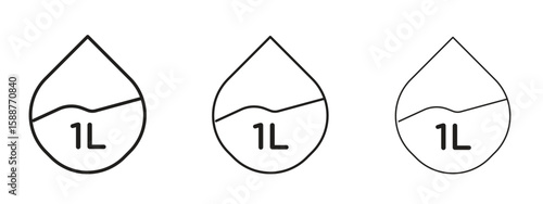 Liter icon thin line symbol on white background, editable stroke vector illustration