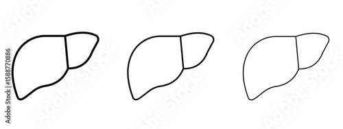 Liver icon thin line symbol on white background, editable stroke vector illustration