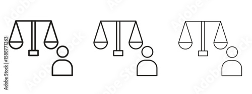Lawyer icon thin line symbol on white background, editable stroke vector illustration