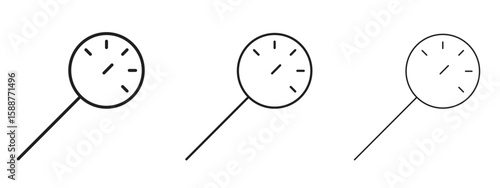 Kitchen thermometer icon thin line symbol on white background, editable stroke vector illustration
