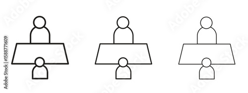 Job interview icon thin line symbol on white background, editable stroke vector illustration