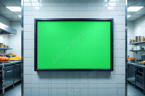Customizable Chromakey Screen in a Professional Kitchen Environment