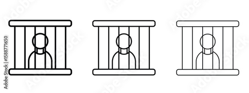 Jail icon thin line symbol on white background, editable stroke vector illustration