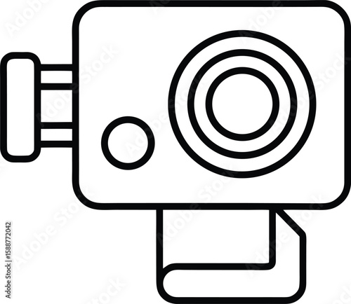 Minimalist line art vlog camera icon for content creation and video recording isolated on transparent background