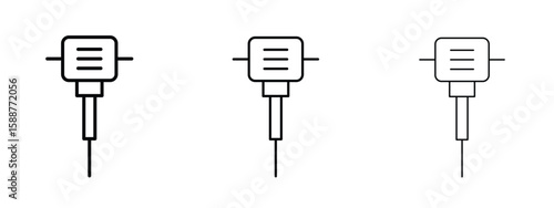 Hydraulic breaker icon thin line symbol on white background, editable stroke vector illustration