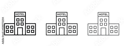 hotel icon thin line symbol on white background, editable stroke vector illustration