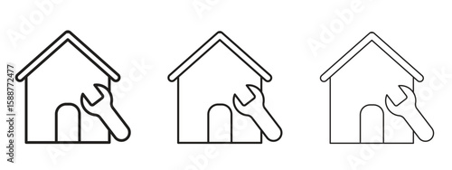 Home repair icon thin line symbol on white background, editable stroke vector illustration