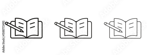Homework icon thin line symbol on white background, editable stroke vector illustration