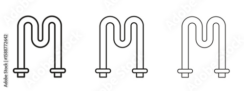 Heating element icon thin line symbol on white background, editable stroke vector illustration