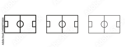 Football field icon thin line symbol on white background, editable stroke vector illustration