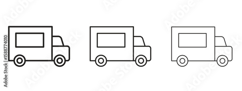 Food truck icon thin line symbol on white background, editable stroke vector illustration