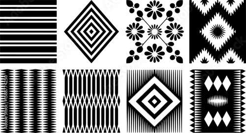 Boho Style Vector Silhouette Bundle: Eight Black and White Interior Design Elements
