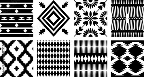 Boho Style Vector Bundle: Black and White Bohemian Interior Design Elements Silhouette Objects