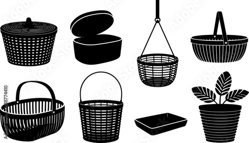 Boho Style Interior Elements Bundle: Vector Silhouette Objects