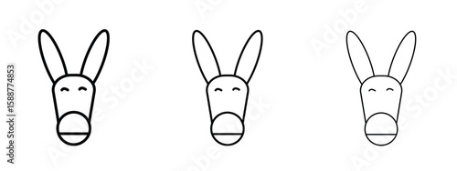 Donkey icon thin line symbol on white background, editable stroke vector illustration
