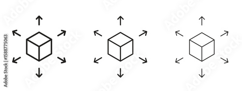 Distribution box icon thin line symbol on white background, editable stroke vector illustration