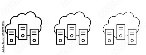 Data center icon thin line symbol on white background, editable stroke vector illustration