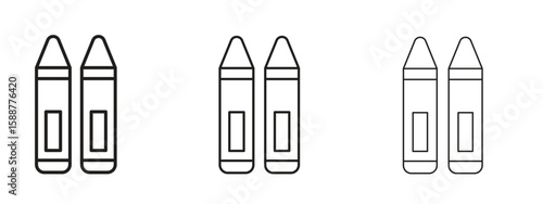 Crayon icon thin line symbol on white background, editable stroke vector illustration