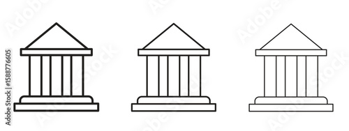 Courthouse icon thin line symbol on white background, editable stroke vector illustration