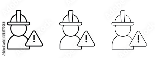 Construction risk icon thin line symbol on white background, editable stroke vector illustration