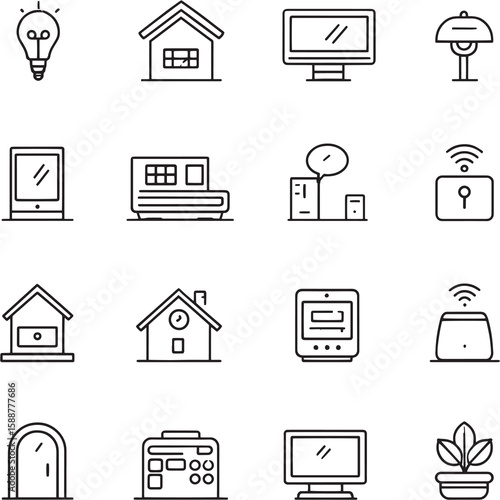 Smart Home Automation Simple Line Illustration