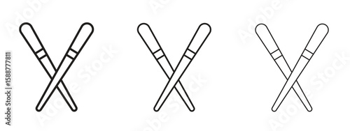 Chopsticks icon thin line symbol on white background, editable stroke vector illustration