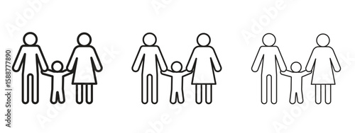 Child custody icon thin line symbol on white background, editable stroke vector illustration