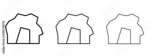 cave icon thin line symbol on white background, editable stroke vector illustration