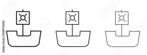 Caravel icon thin line symbol on white background, editable stroke vector illustration
