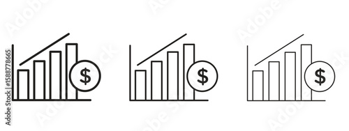 capital gain icon thin line symbol on white background, editable stroke vector illustration