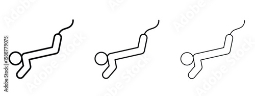 Bungee jumping icon thin line symbol on white background, editable stroke vector illustration