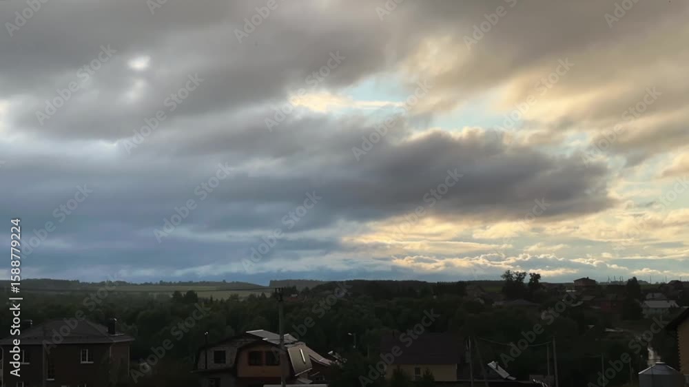 Rainy sunset in a countryside time lapse Rainy sunset in a countryside time lapse