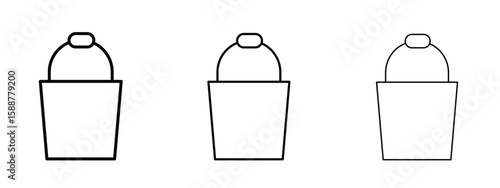 Bucket icon thin line symbol on white background, editable stroke vector illustration