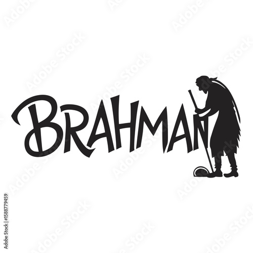 Brahman text with a man digging silhouette