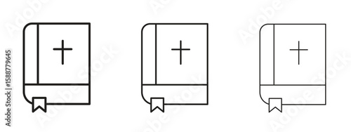 Bible icon thin line symbol on white background, editable stroke vector illustration