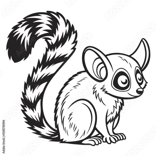 Wallpaper Mural A stylized lemur with a striped tail sits Torontodigital.ca