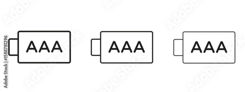 AAA battery icon thin line symbol on white background, editable stroke vector illustration