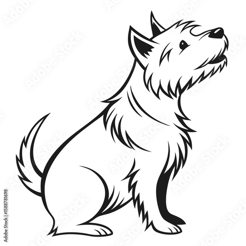 A stylized illustration of a west highland white terrier dog