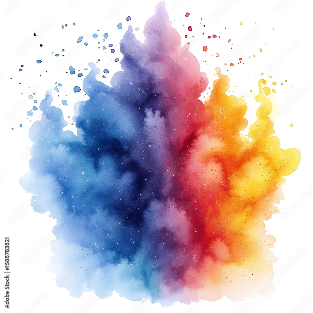 Fototapeta premium Exploding Watercolor Splash of Colors and Tiny Sparkling Details.
