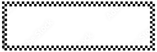 Checkered rectangle frame. Square race checker flag banner. Black and white Finish race frame. Vector illustration
