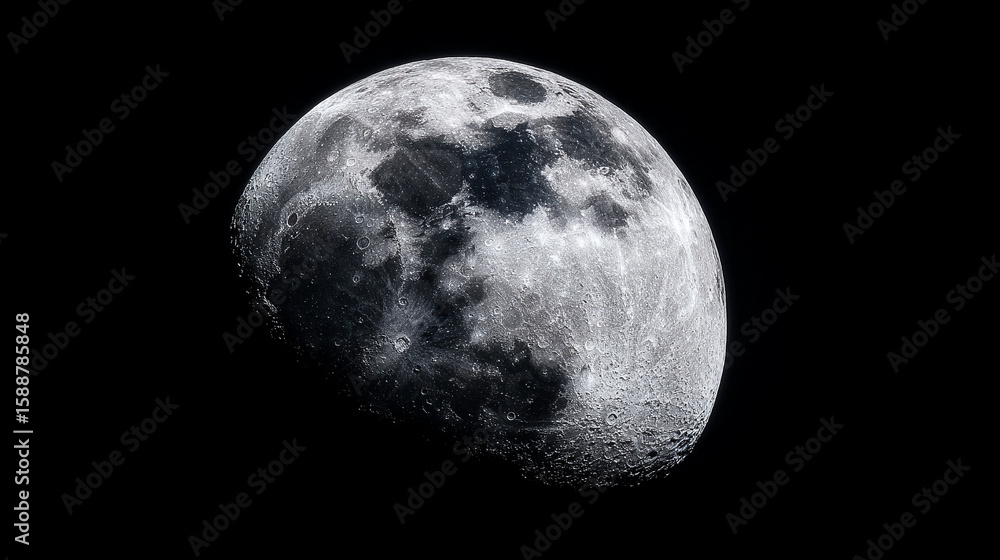 Fototapeta premium Detailed Moon Surface in High Resolution – Lunar Phase in Space