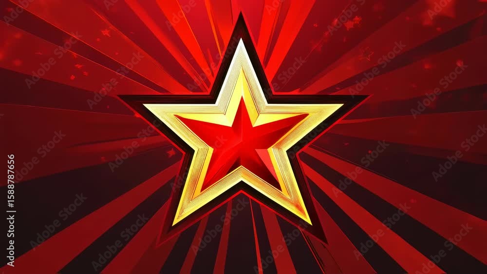 Dynamic Red Star Animation With Radiant Light Beams On A Bold Crimson dynamic-red-star-animation-with-radiant-light-beams-on-a-bold-crimson