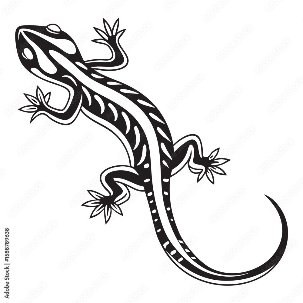 Naklejka premium Decorative lizard graphic isolated on white background
