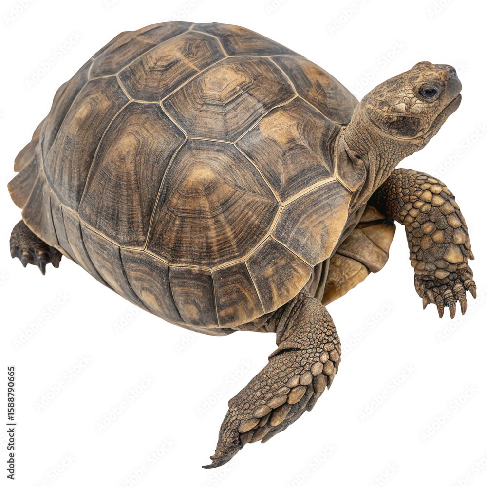 Fototapeta premium Tortoise on white background, slow and steady animal