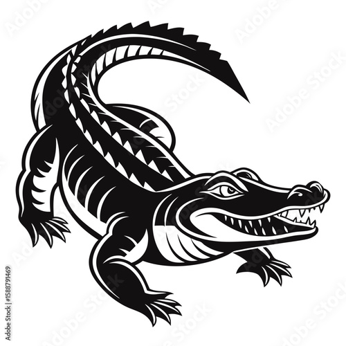 Wallpaper Mural Aggressive alligator with tribal markings, poised to strike Torontodigital.ca