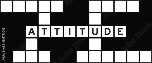 Alphabet letter in word attitude on crossword puzzle background