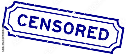 Grunge blue censored word rubber seal stamp on white background