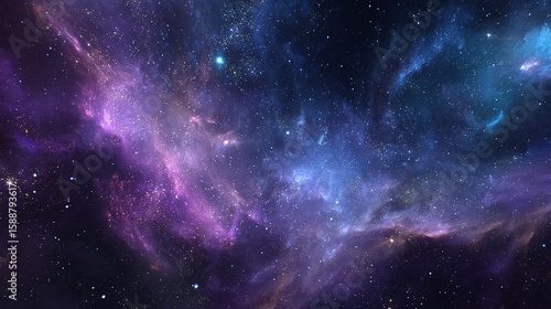 Wallpaper Mural Ethereal nebula dreamscape of cosmic artistry, blending deep blues and vibrant purples in a celestial dance of stardust. Torontodigital.ca