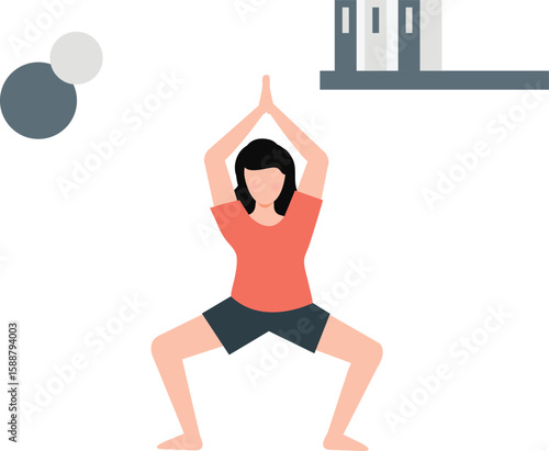 Girl doing yoga for hormonal maintaining.     72