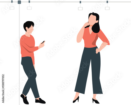 Passengers are traveling standing in the bus